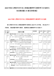 2025年深入贯彻中共中央八项规定精神学习教育学习计划表与知识测试题135题【附答案】