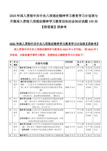 2025年深入贯彻八项规定精神学习教育学习计划表与开展深入贯彻八项规定精神学习教育应知应会知识试题100问【附答案】供参考